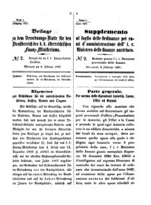 Verordnungsblatt für den Dienstbereich des K.K. Finanzministeriums für die im Reichsrate Vertretenen Königreiche und Länder 18670206 Seite: 1