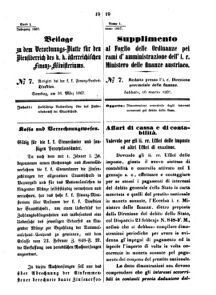 Verordnungsblatt für den Dienstbereich des K.K. Finanzministeriums für die im Reichsrate Vertretenen Königreiche und Länder 18670316 Seite: 1