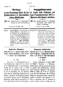 Verordnungsblatt für den Dienstbereich des K.K. Finanzministeriums für die im Reichsrate Vertretenen Königreiche und Länder 18670419 Seite: 1