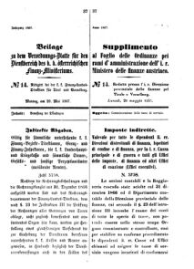 Verordnungsblatt für den Dienstbereich des K.K. Finanzministeriums für die im Reichsrate Vertretenen Königreiche und Länder 18670520 Seite: 1