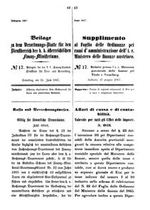 Verordnungsblatt für den Dienstbereich des K.K. Finanzministeriums für die im Reichsrate Vertretenen Königreiche und Länder 18670615 Seite: 1