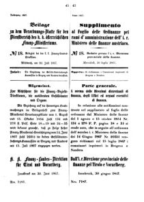 Verordnungsblatt für den Dienstbereich des K.K. Finanzministeriums für die im Reichsrate Vertretenen Königreiche und Länder 18670710 Seite: 1