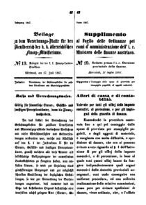 Verordnungsblatt für den Dienstbereich des K.K. Finanzministeriums für die im Reichsrate Vertretenen Königreiche und Länder 18670717 Seite: 1