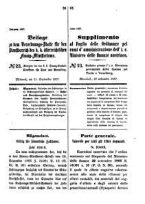 Verordnungsblatt für den Dienstbereich des K.K. Finanzministeriums für die im Reichsrate Vertretenen Königreiche und Länder 18670911 Seite: 1