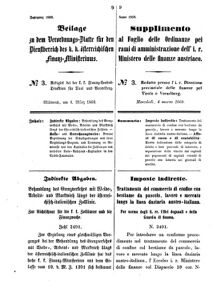 Verordnungsblatt für den Dienstbereich des K.K. Finanzministeriums für die im Reichsrate Vertretenen Königreiche und Länder 18680304 Seite: 1