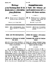 Verordnungsblatt für den Dienstbereich des K.K. Finanzministeriums für die im Reichsrate Vertretenen Königreiche und Länder 18680408 Seite: 1