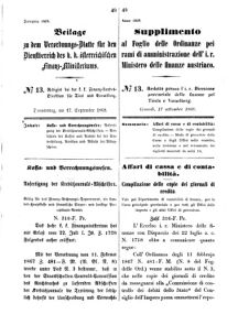 Verordnungsblatt für den Dienstbereich des K.K. Finanzministeriums für die im Reichsrate Vertretenen Königreiche und Länder 18680917 Seite: 1