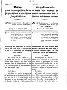 Verordnungsblatt für den Dienstbereich des K.K. Finanzministeriums für die im Reichsrate Vertretenen Königreiche und Länder 18681113 Seite: 1