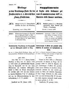 Verordnungsblatt für den Dienstbereich des K.K. Finanzministeriums für die im Reichsrate Vertretenen Königreiche und Länder 18690304 Seite: 1