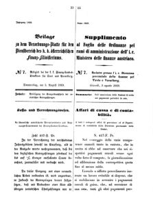 Verordnungsblatt für den Dienstbereich des K.K. Finanzministeriums für die im Reichsrate Vertretenen Königreiche und Länder 18690805 Seite: 1