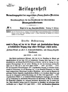 Verordnungsblatt für den Dienstbereich des K.K. Finanzministeriums für die im Reichsrate Vertretenen Königreiche und Länder 18540212 Seite: 1