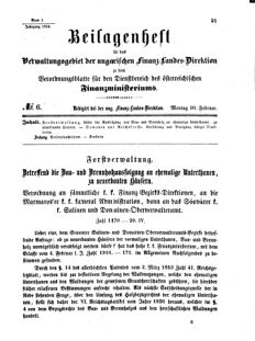 Verordnungsblatt für den Dienstbereich des K.K. Finanzministeriums für die im Reichsrate Vertretenen Königreiche und Länder 18540220 Seite: 1