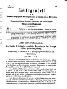 Verordnungsblatt für den Dienstbereich des K.K. Finanzministeriums für die im Reichsrate Vertretenen Königreiche und Länder 18540224 Seite: 1