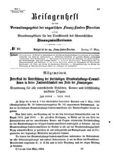 Verordnungsblatt für den Dienstbereich des K.K. Finanzministeriums für die im Reichsrate Vertretenen Königreiche und Länder 18540317 Seite: 1