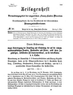 Verordnungsblatt für den Dienstbereich des K.K. Finanzministeriums für die im Reichsrate Vertretenen Königreiche und Länder 18540505 Seite: 1