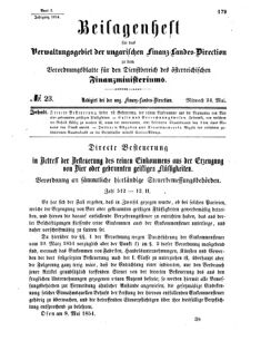 Verordnungsblatt für den Dienstbereich des K.K. Finanzministeriums für die im Reichsrate Vertretenen Königreiche und Länder 18540524 Seite: 1