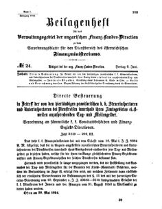 Verordnungsblatt für den Dienstbereich des K.K. Finanzministeriums für die im Reichsrate Vertretenen Königreiche und Länder 18540609 Seite: 1