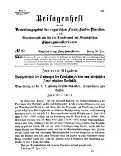 Verordnungsblatt für den Dienstbereich des K.K. Finanzministeriums für die im Reichsrate Vertretenen Königreiche und Länder 18540630 Seite: 1