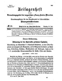 Verordnungsblatt für den Dienstbereich des K.K. Finanzministeriums für die im Reichsrate Vertretenen Königreiche und Länder 18540718 Seite: 1