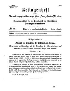 Verordnungsblatt für den Dienstbereich des K.K. Finanzministeriums für die im Reichsrate Vertretenen Königreiche und Länder 18540804 Seite: 1