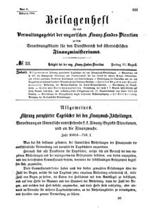 Verordnungsblatt für den Dienstbereich des K.K. Finanzministeriums für die im Reichsrate Vertretenen Königreiche und Länder 18540811 Seite: 1