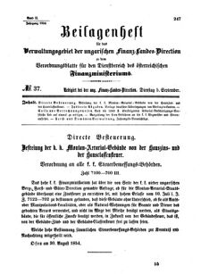 Verordnungsblatt für den Dienstbereich des K.K. Finanzministeriums für die im Reichsrate Vertretenen Königreiche und Länder 18540905 Seite: 1