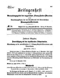 Verordnungsblatt für den Dienstbereich des K.K. Finanzministeriums für die im Reichsrate Vertretenen Königreiche und Länder 18540922 Seite: 1