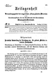 Verordnungsblatt für den Dienstbereich des K.K. Finanzministeriums für die im Reichsrate Vertretenen Königreiche und Länder 18541014 Seite: 1