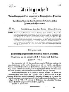 Verordnungsblatt für den Dienstbereich des K.K. Finanzministeriums für die im Reichsrate Vertretenen Königreiche und Länder 18541025 Seite: 1