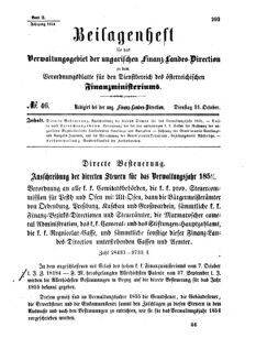 Verordnungsblatt für den Dienstbereich des K.K. Finanzministeriums für die im Reichsrate Vertretenen Königreiche und Länder 18541031 Seite: 1