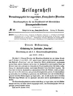 Verordnungsblatt für den Dienstbereich des K.K. Finanzministeriums für die im Reichsrate Vertretenen Königreiche und Länder 18541110 Seite: 1