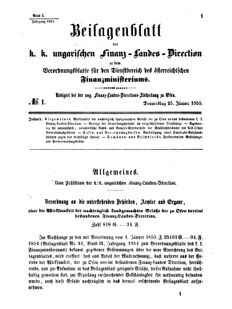 Verordnungsblatt für den Dienstbereich des K.K. Finanzministeriums für die im Reichsrate Vertretenen Königreiche und Länder 18550125 Seite: 1