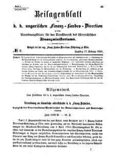 Verordnungsblatt für den Dienstbereich des K.K. Finanzministeriums für die im Reichsrate Vertretenen Königreiche und Länder 18550217 Seite: 1