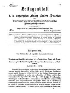 Verordnungsblatt für den Dienstbereich des K.K. Finanzministeriums für die im Reichsrate Vertretenen Königreiche und Länder 18550228 Seite: 1