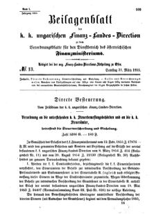 Verordnungsblatt für den Dienstbereich des K.K. Finanzministeriums für die im Reichsrate Vertretenen Königreiche und Länder 18550331 Seite: 1