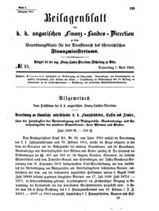 Verordnungsblatt für den Dienstbereich des K.K. Finanzministeriums für die im Reichsrate Vertretenen Königreiche und Länder 18550405 Seite: 1