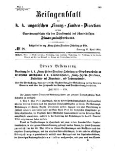 Verordnungsblatt für den Dienstbereich des K.K. Finanzministeriums für die im Reichsrate Vertretenen Königreiche und Länder 18550415 Seite: 1