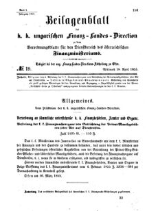 Verordnungsblatt für den Dienstbereich des K.K. Finanzministeriums für die im Reichsrate Vertretenen Königreiche und Länder 18550418 Seite: 1