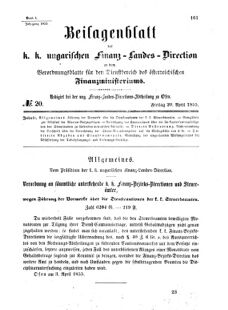 Verordnungsblatt für den Dienstbereich des K.K. Finanzministeriums für die im Reichsrate Vertretenen Königreiche und Länder 18550420 Seite: 1