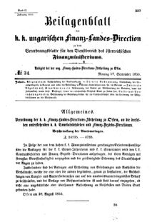 Verordnungsblatt für den Dienstbereich des K.K. Finanzministeriums für die im Reichsrate Vertretenen Königreiche und Länder 18550917 Seite: 1