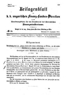 Verordnungsblatt für den Dienstbereich des K.K. Finanzministeriums für die im Reichsrate Vertretenen Königreiche und Länder 18550919 Seite: 1