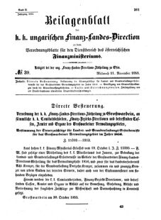 Verordnungsblatt für den Dienstbereich des K.K. Finanzministeriums für die im Reichsrate Vertretenen Königreiche und Länder 18551121 Seite: 1