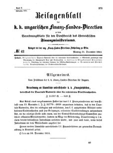 Verordnungsblatt für den Dienstbereich des K.K. Finanzministeriums für die im Reichsrate Vertretenen Königreiche und Länder 18551231 Seite: 1