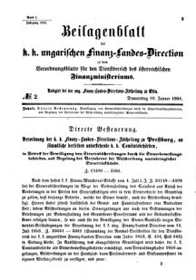 Verordnungsblatt für den Dienstbereich des K.K. Finanzministeriums für die im Reichsrate Vertretenen Königreiche und Länder 18560110 Seite: 1