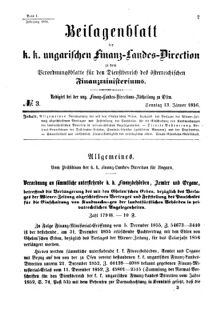 Verordnungsblatt für den Dienstbereich des K.K. Finanzministeriums für die im Reichsrate Vertretenen Königreiche und Länder 18560113 Seite: 1