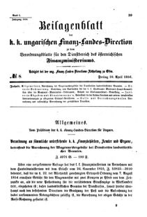 Verordnungsblatt für den Dienstbereich des K.K. Finanzministeriums für die im Reichsrate Vertretenen Königreiche und Länder 18560418 Seite: 1