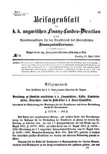 Verordnungsblatt für den Dienstbereich des K.K. Finanzministeriums für die im Reichsrate Vertretenen Königreiche und Länder 18560426 Seite: 1