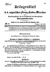 Verordnungsblatt für den Dienstbereich des K.K. Finanzministeriums für die im Reichsrate Vertretenen Königreiche und Länder 18560701 Seite: 1