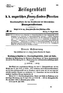 Verordnungsblatt für den Dienstbereich des K.K. Finanzministeriums für die im Reichsrate Vertretenen Königreiche und Länder 18560818 Seite: 1