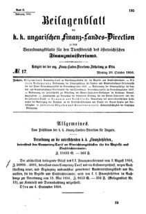 Verordnungsblatt für den Dienstbereich des K.K. Finanzministeriums für die im Reichsrate Vertretenen Königreiche und Länder 18561020 Seite: 1